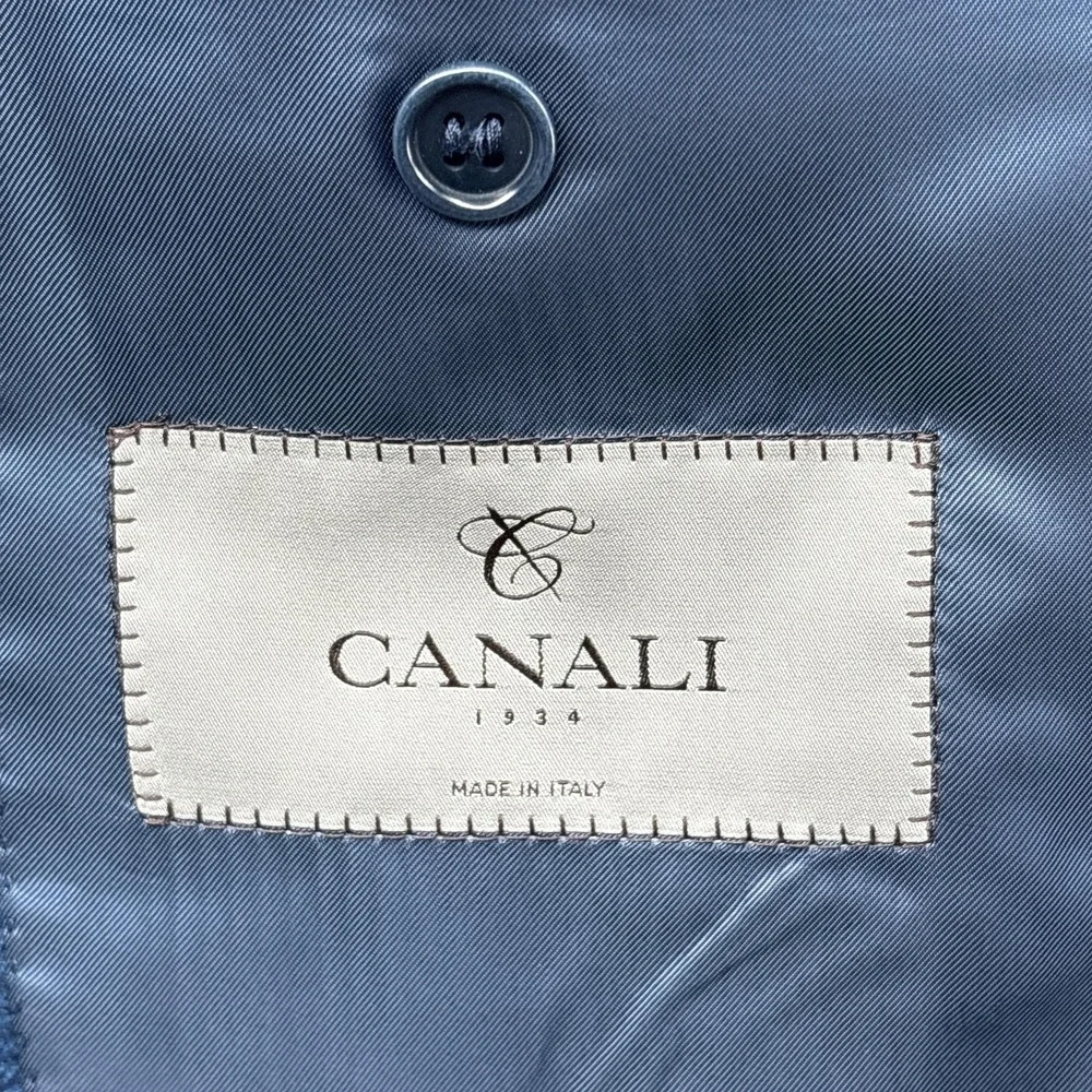 Canali Sport Coat Mens 40R Blue Houndstooth Wool Saks Fifth Avenue Italy Blazer